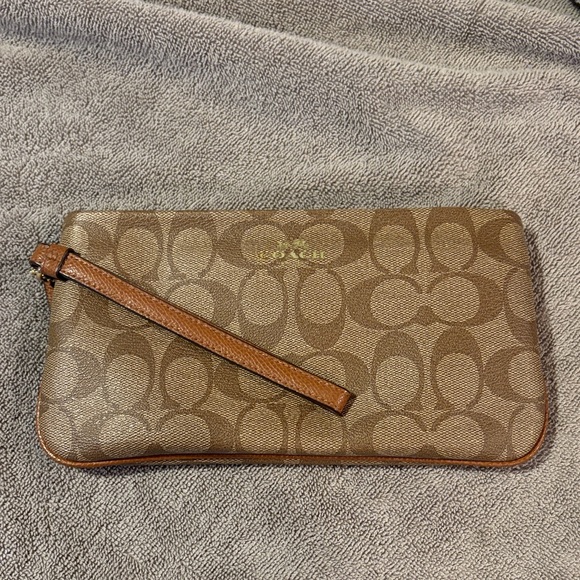 Coach Handbags - Coach Signature PVC Large Wristlet in Khaki.